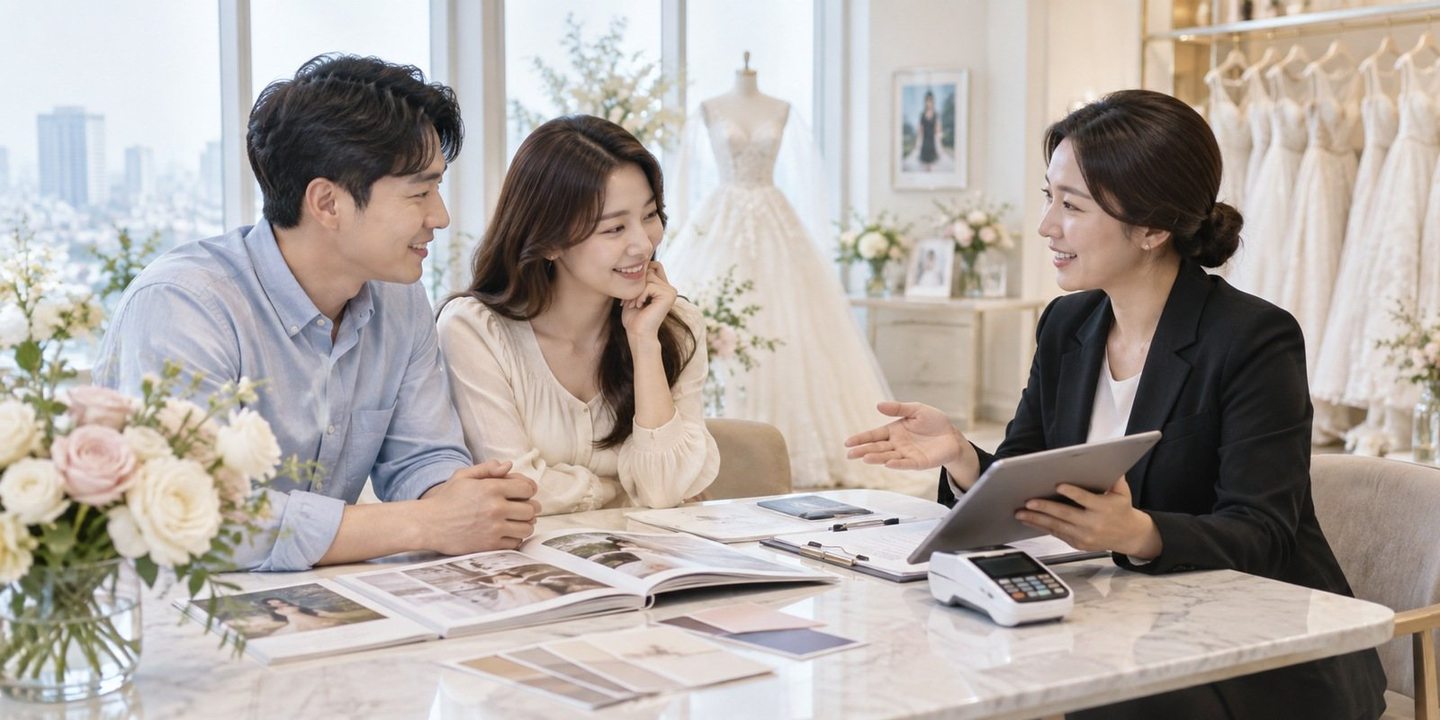 테이블에 모여 서류와 사업 내용을 함께 살펴보는 사람들 — 음식점 카드단말기 개통비 0원 무료 개통, 빠르면 당일. 오픈 날짜에 맞춰 계산대에 놓아 드립니다.